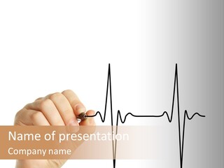 A Hand Writing On A White Board With A Heartbeat On It PowerPoint Template