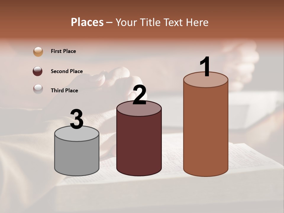 A Couple Prays Together At A Table As Their Hands Rest Upon Their Holy Bibles (Shallow Focus). PowerPoint Template