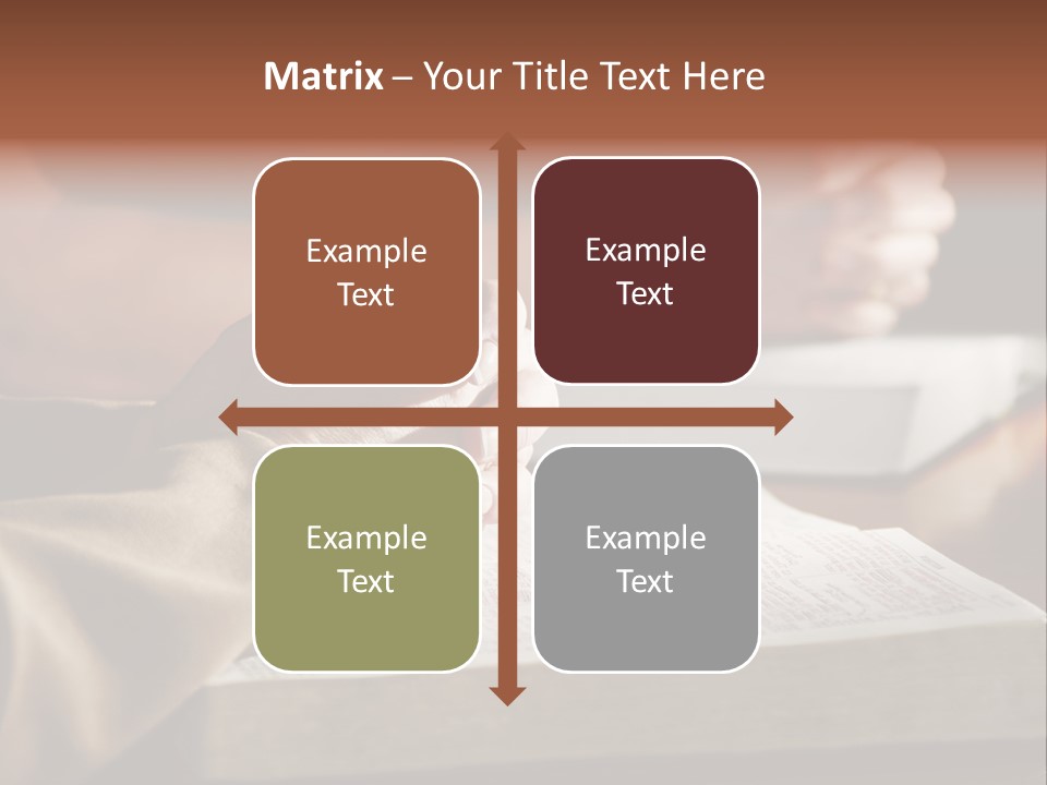 A Couple Prays Together At A Table As Their Hands Rest Upon Their Holy Bibles (Shallow Focus). PowerPoint Template