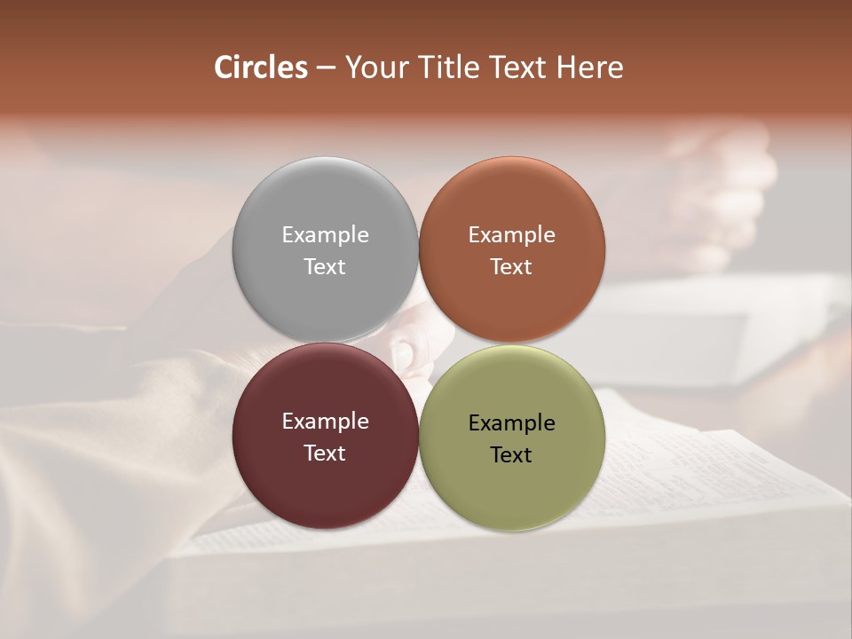 A Couple Prays Together At A Table As Their Hands Rest Upon Their Holy Bibles (Shallow Focus). PowerPoint Template