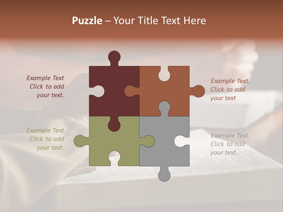 A Couple Prays Together At A Table As Their Hands Rest Upon Their Holy Bibles (Shallow Focus). PowerPoint Template