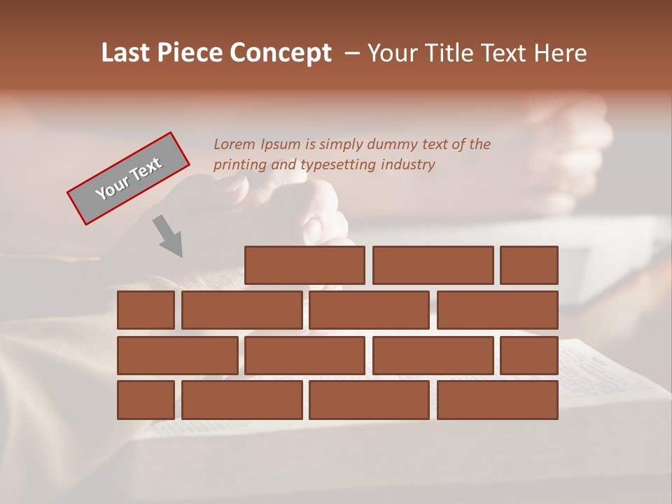 A Couple Prays Together At A Table As Their Hands Rest Upon Their Holy Bibles (Shallow Focus). PowerPoint Template