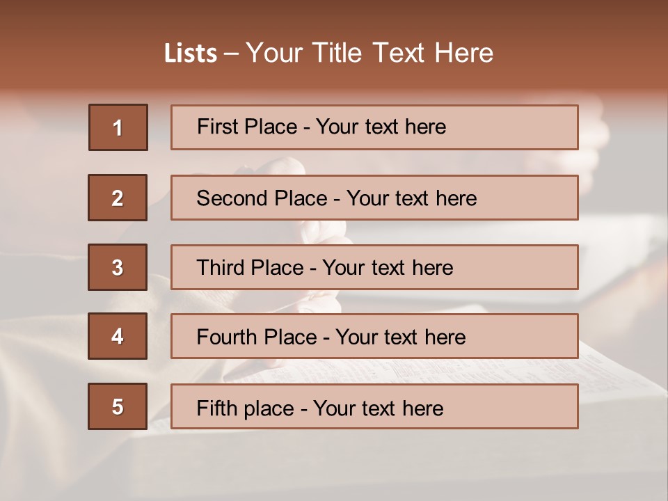 A Couple Prays Together At A Table As Their Hands Rest Upon Their Holy Bibles (Shallow Focus). PowerPoint Template