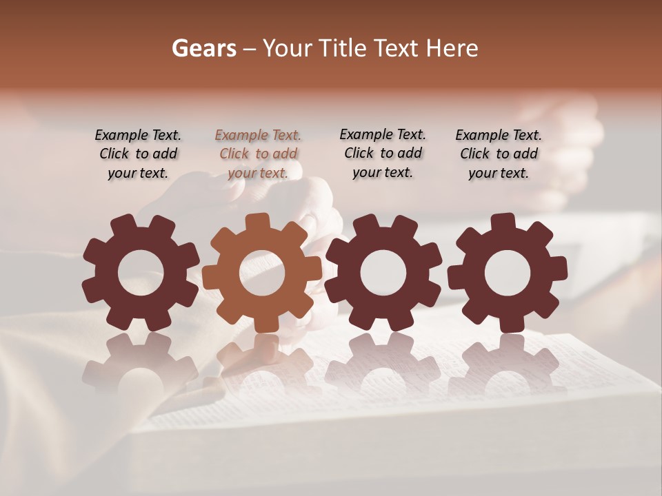 A Couple Prays Together At A Table As Their Hands Rest Upon Their Holy Bibles (Shallow Focus). PowerPoint Template