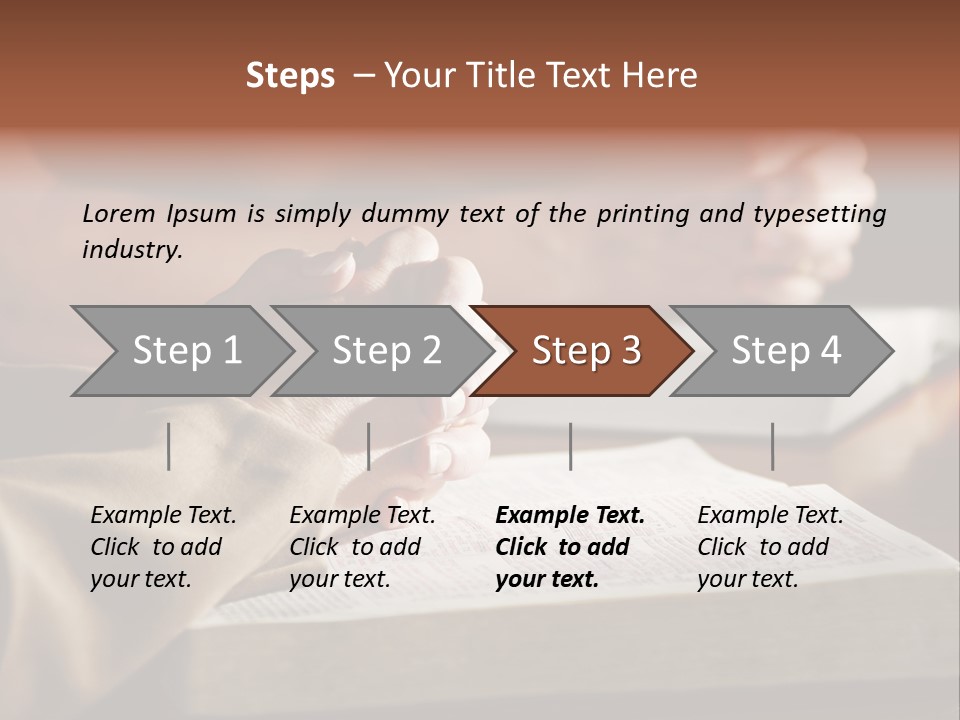 A Couple Prays Together At A Table As Their Hands Rest Upon Their Holy Bibles (Shallow Focus). PowerPoint Template