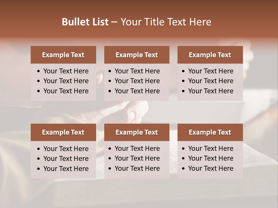 A Couple Prays Together At A Table As Their Hands Rest Upon Their Holy Bibles (Shallow Focus). PowerPoint Template