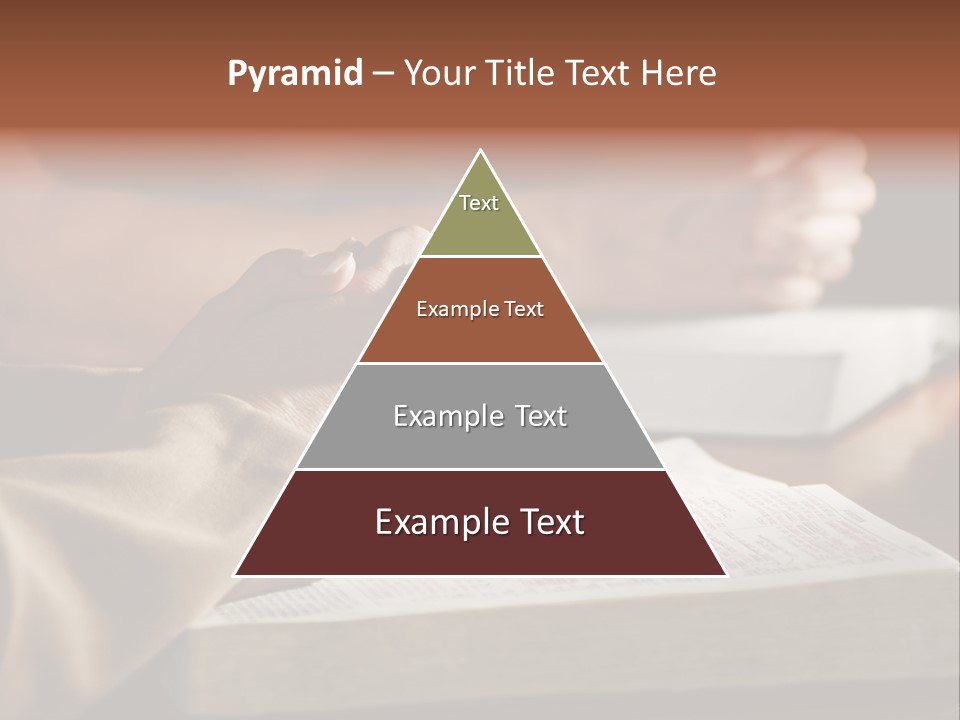A Couple Prays Together At A Table As Their Hands Rest Upon Their Holy Bibles (Shallow Focus). PowerPoint Template
