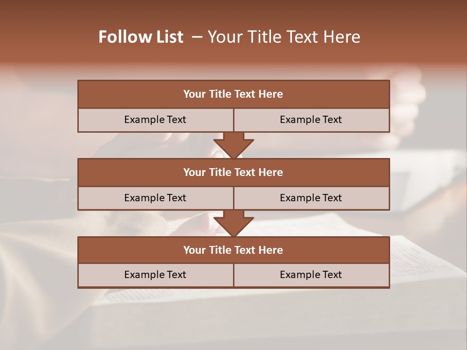A Couple Prays Together At A Table As Their Hands Rest Upon Their Holy Bibles (Shallow Focus). PowerPoint Template