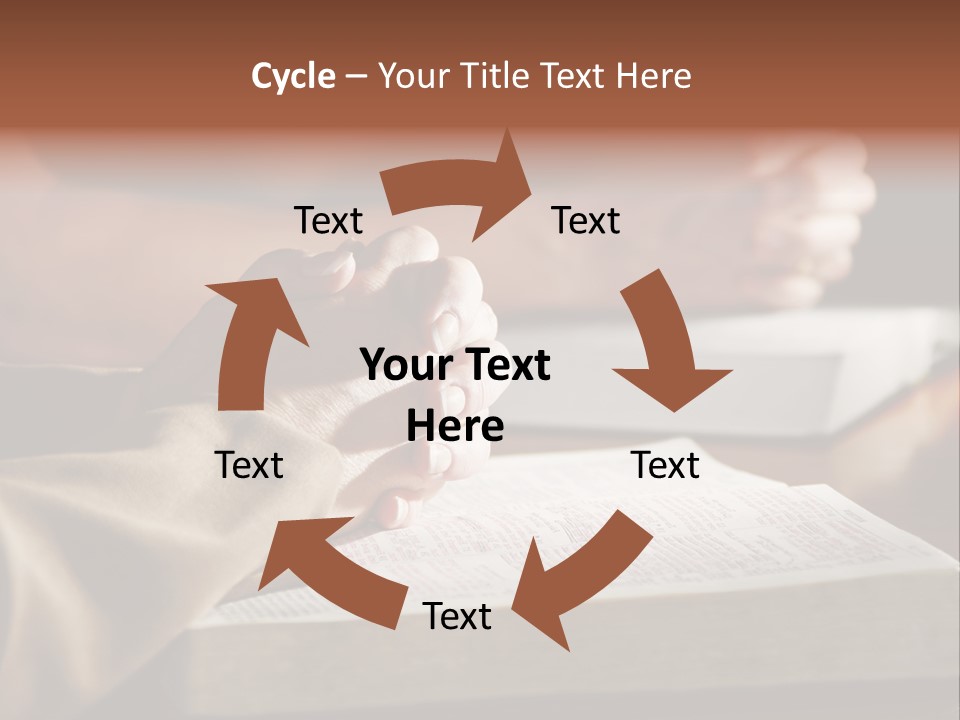 A Couple Prays Together At A Table As Their Hands Rest Upon Their Holy Bibles (Shallow Focus). PowerPoint Template