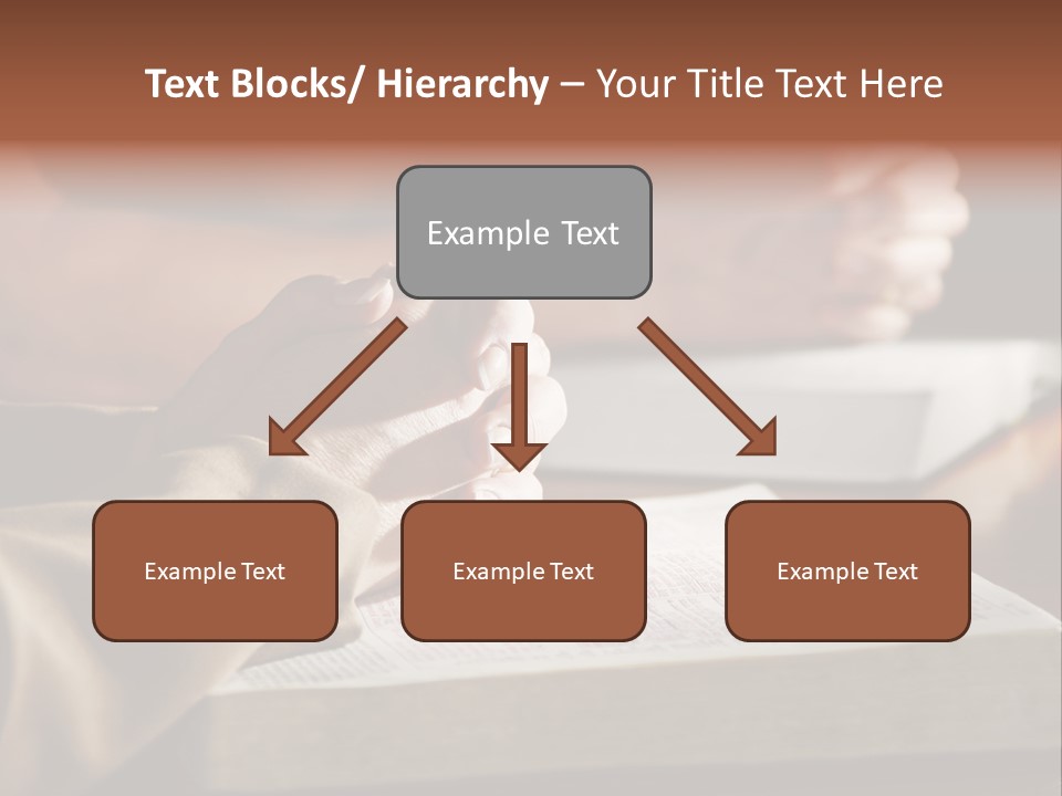 A Couple Prays Together At A Table As Their Hands Rest Upon Their Holy Bibles (Shallow Focus). PowerPoint Template