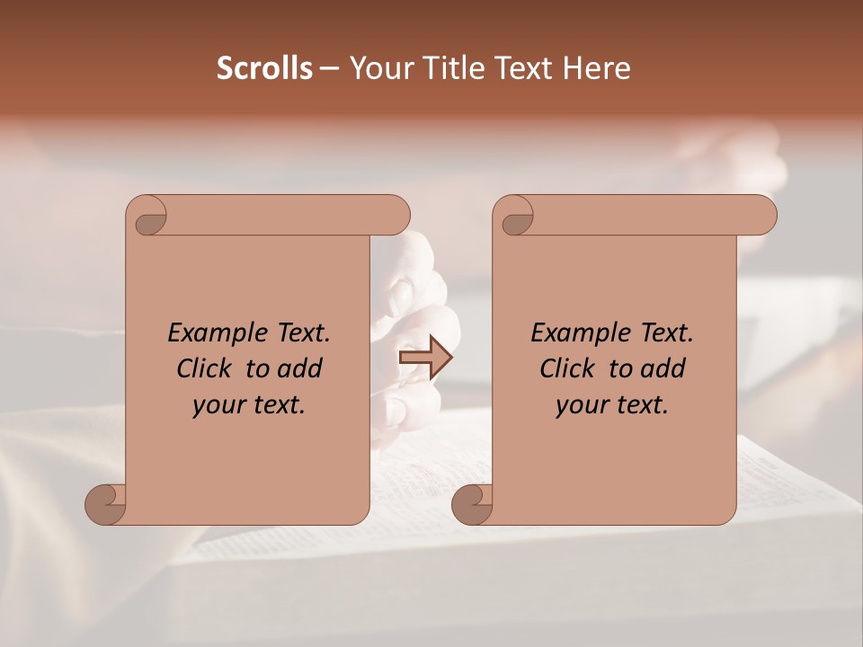A Couple Prays Together At A Table As Their Hands Rest Upon Their Holy Bibles (Shallow Focus). PowerPoint Template