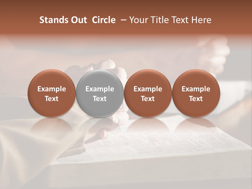 A Couple Prays Together At A Table As Their Hands Rest Upon Their Holy Bibles (Shallow Focus). PowerPoint Template