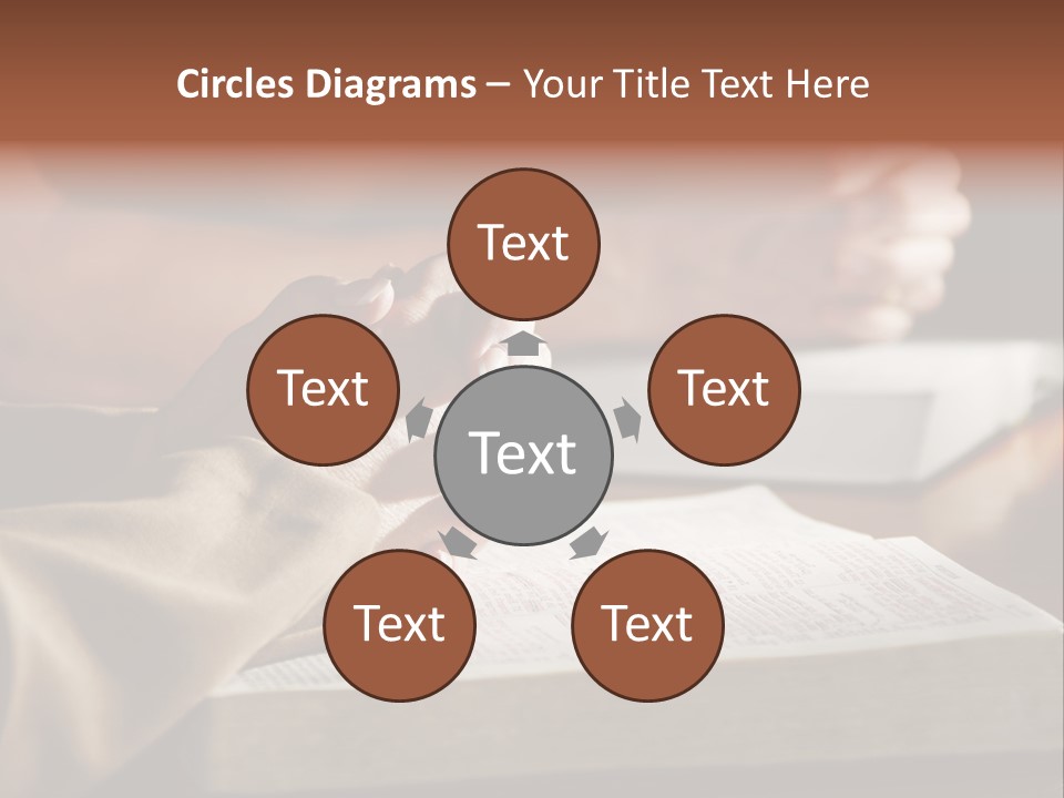 A Couple Prays Together At A Table As Their Hands Rest Upon Their Holy Bibles (Shallow Focus). PowerPoint Template