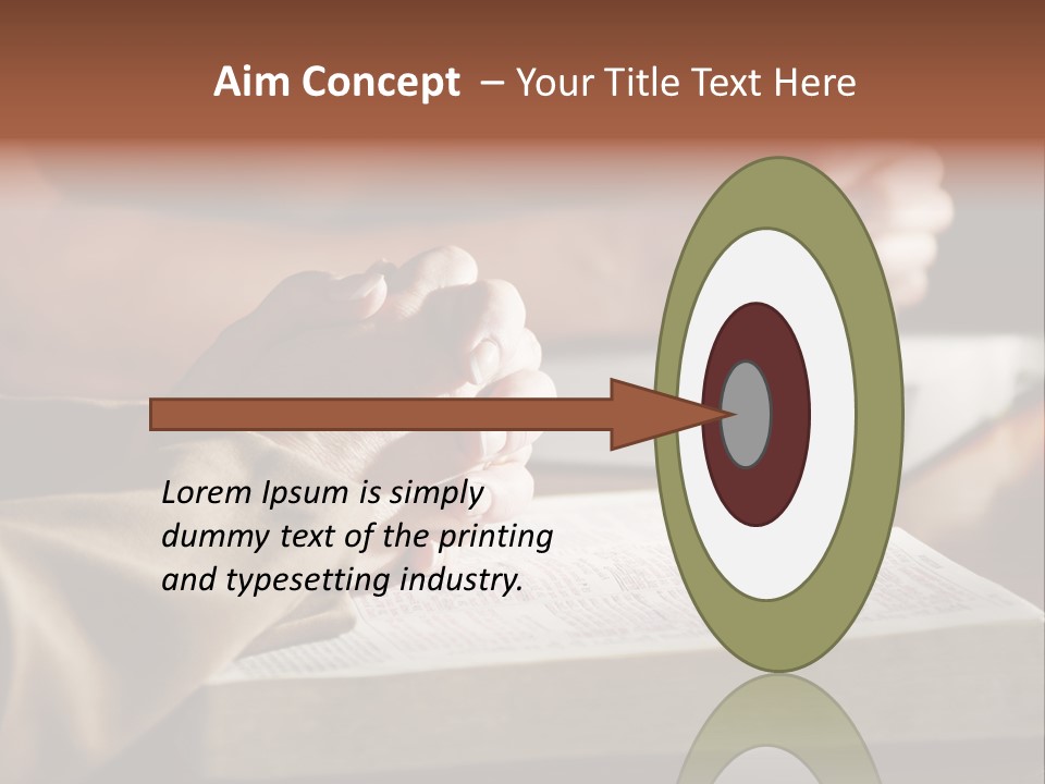 A Couple Prays Together At A Table As Their Hands Rest Upon Their Holy Bibles (Shallow Focus). PowerPoint Template