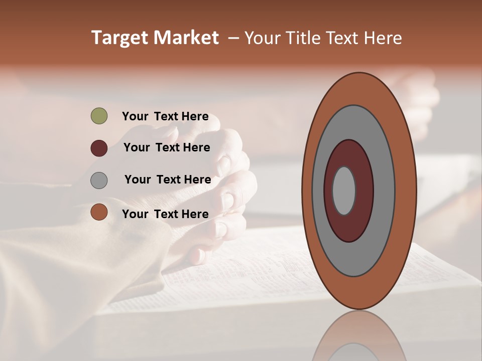 A Couple Prays Together At A Table As Their Hands Rest Upon Their Holy Bibles (Shallow Focus). PowerPoint Template