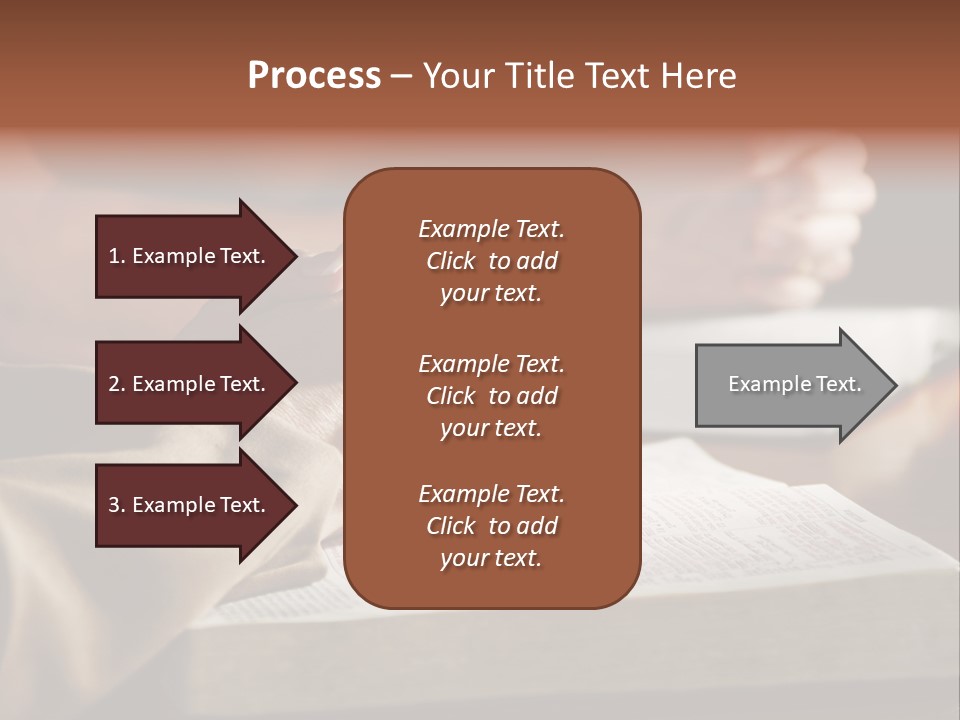 A Couple Prays Together At A Table As Their Hands Rest Upon Their Holy Bibles (Shallow Focus). PowerPoint Template