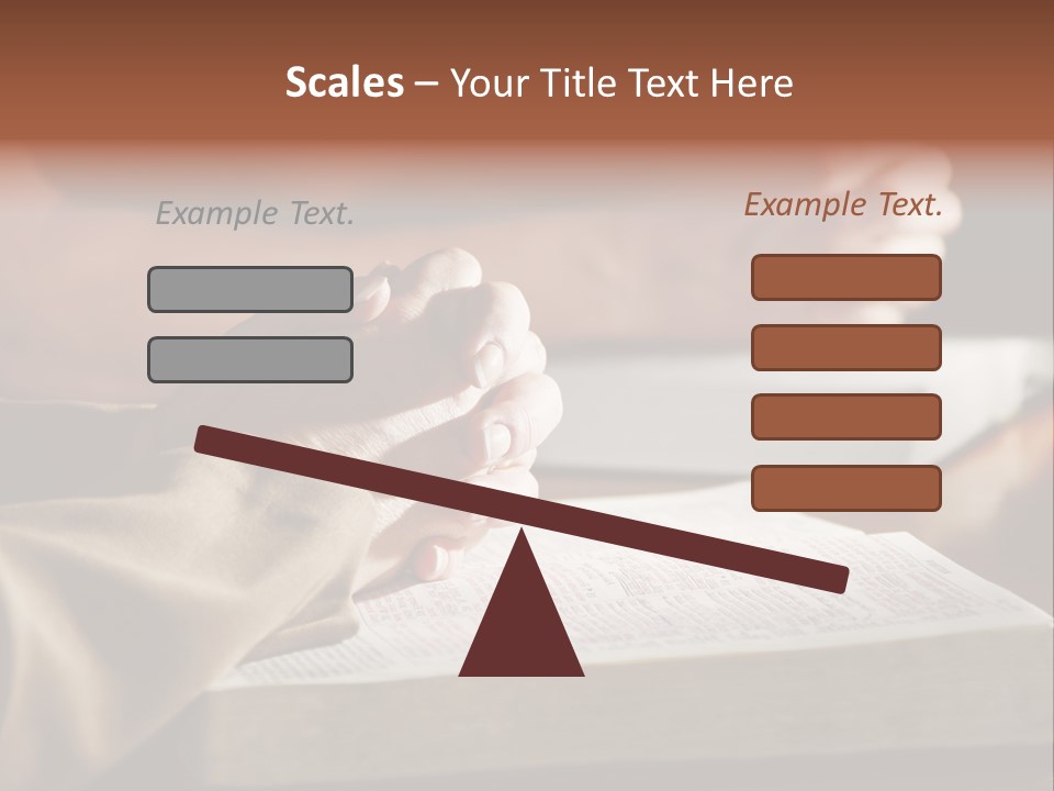 A Couple Prays Together At A Table As Their Hands Rest Upon Their Holy Bibles (Shallow Focus). PowerPoint Template