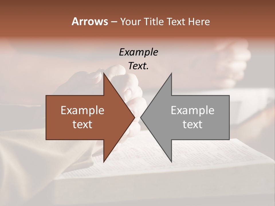 A Couple Prays Together At A Table As Their Hands Rest Upon Their Holy Bibles (Shallow Focus). PowerPoint Template