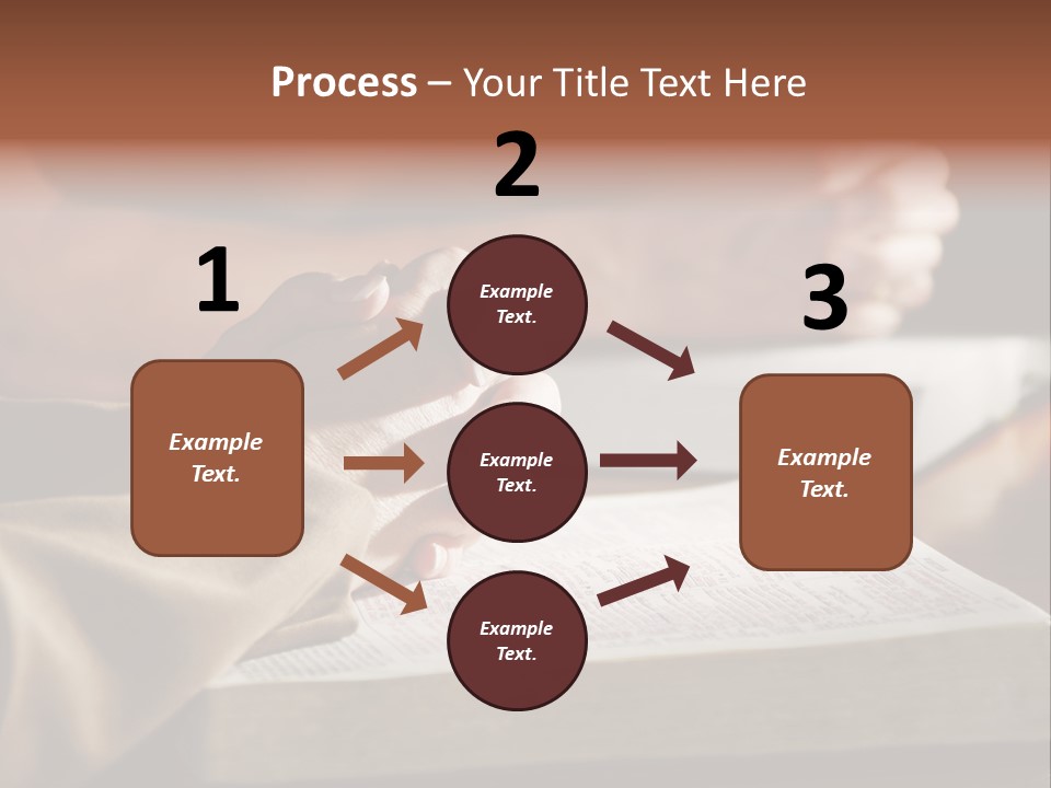 A Couple Prays Together At A Table As Their Hands Rest Upon Their Holy Bibles (Shallow Focus). PowerPoint Template