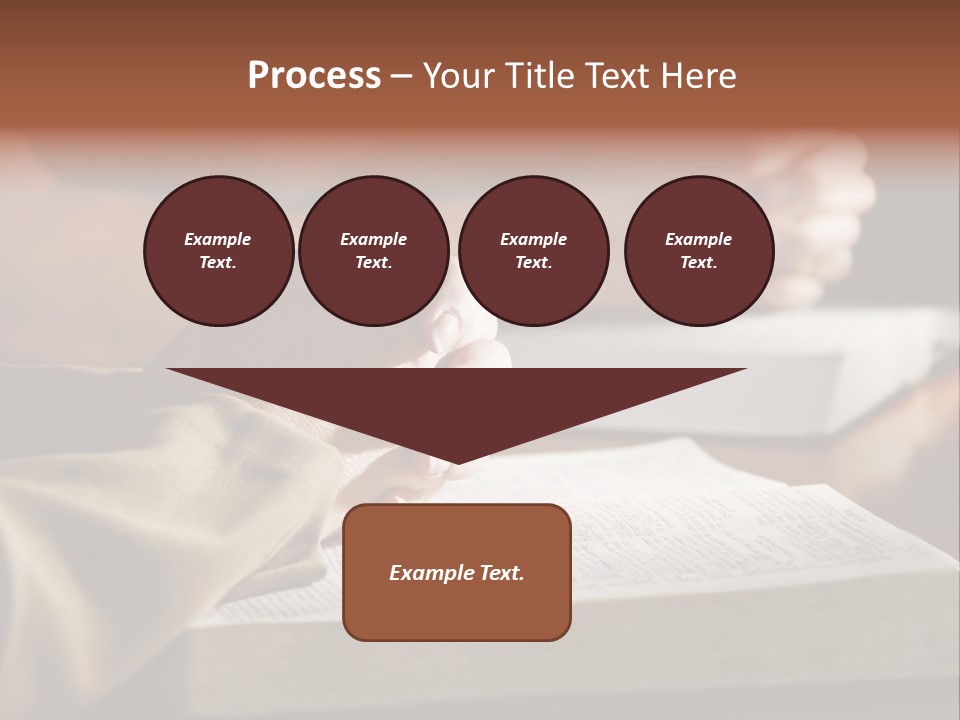 A Couple Prays Together At A Table As Their Hands Rest Upon Their Holy Bibles (Shallow Focus). PowerPoint Template