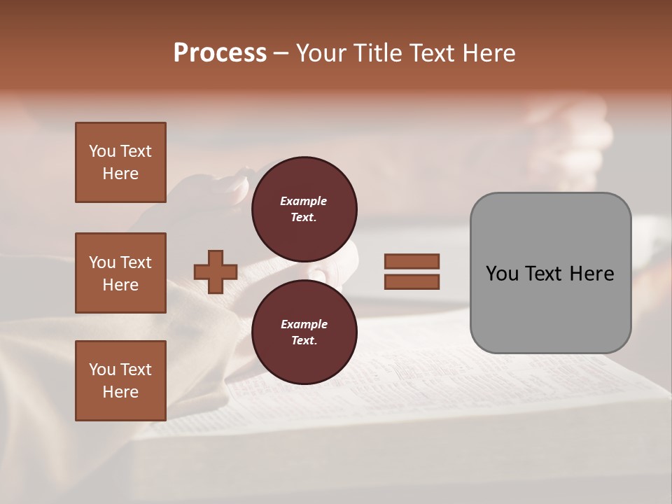 A Couple Prays Together At A Table As Their Hands Rest Upon Their Holy Bibles (Shallow Focus). PowerPoint Template
