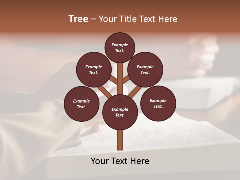 A Couple Prays Together At A Table As Their Hands Rest Upon Their Holy Bibles (Shallow Focus). PowerPoint Template