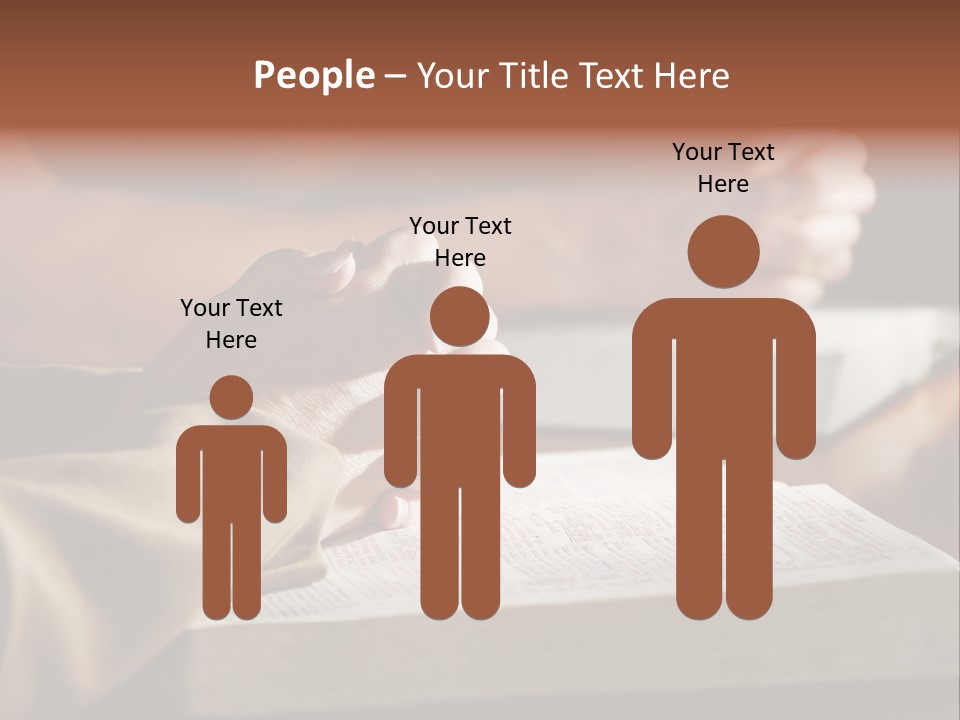 A Couple Prays Together At A Table As Their Hands Rest Upon Their Holy Bibles (Shallow Focus). PowerPoint Template