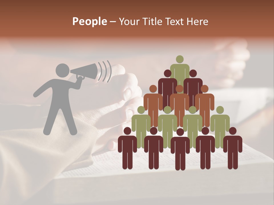 A Couple Prays Together At A Table As Their Hands Rest Upon Their Holy Bibles (Shallow Focus). PowerPoint Template