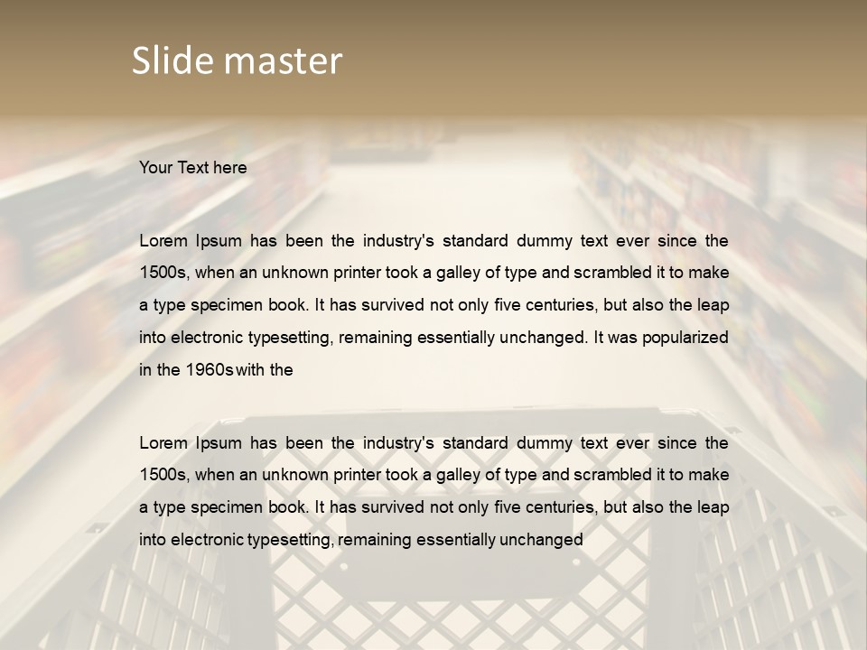 Shopping Cart Moving Through Market PowerPoint Template