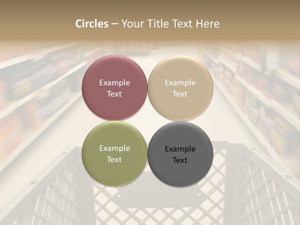 Shopping Cart Moving Through Market PowerPoint Template