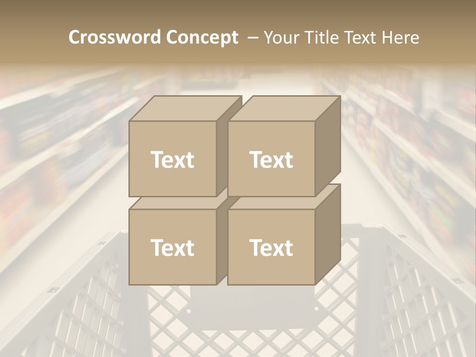 Shopping Cart Moving Through Market PowerPoint Template
