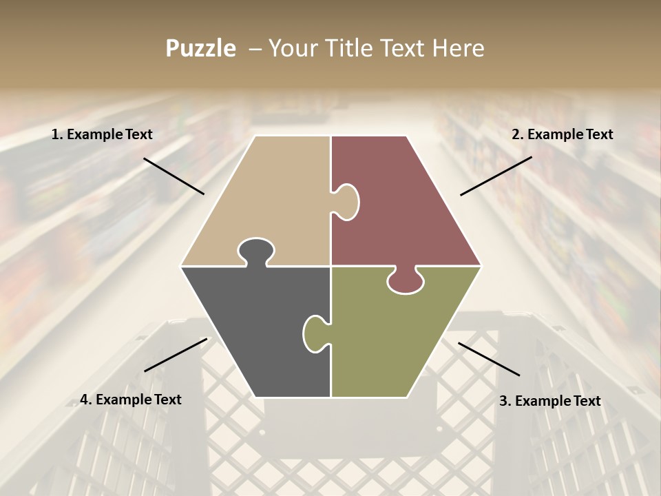 Shopping Cart Moving Through Market PowerPoint Template