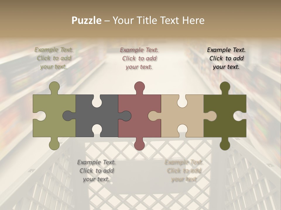 Shopping Cart Moving Through Market PowerPoint Template