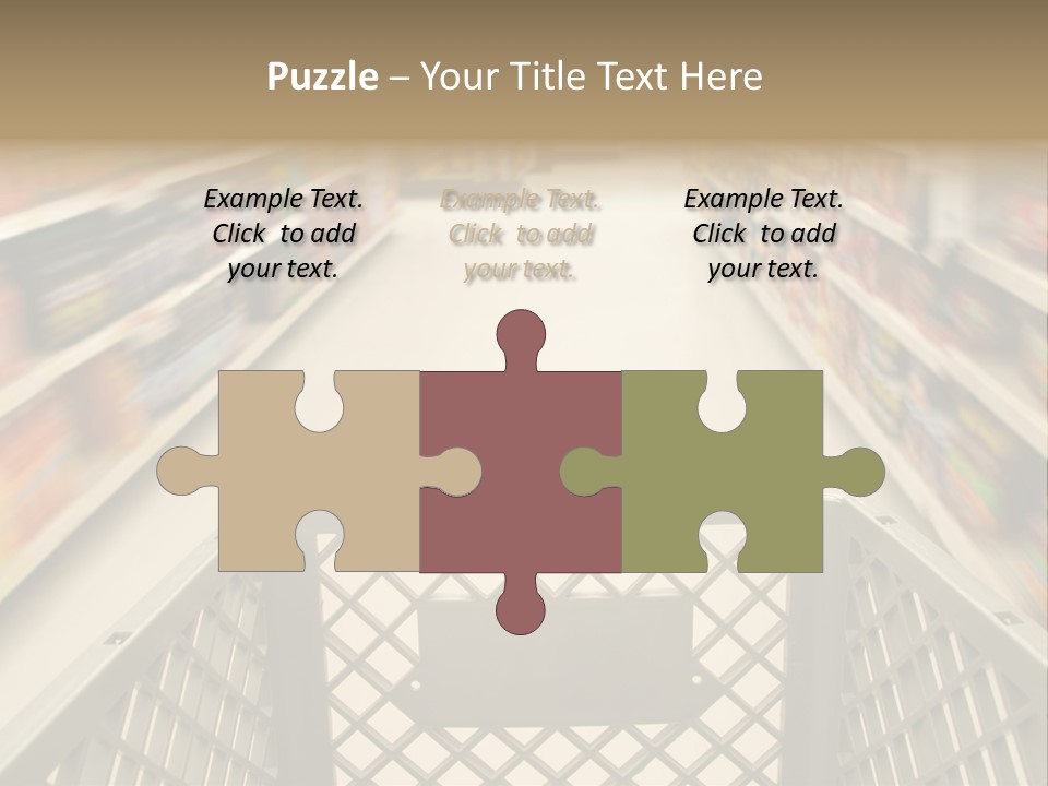 Shopping Cart Moving Through Market PowerPoint Template
