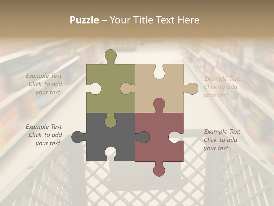 Shopping Cart Moving Through Market PowerPoint Template