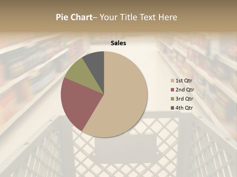 Shopping Cart Moving Through Market PowerPoint Template