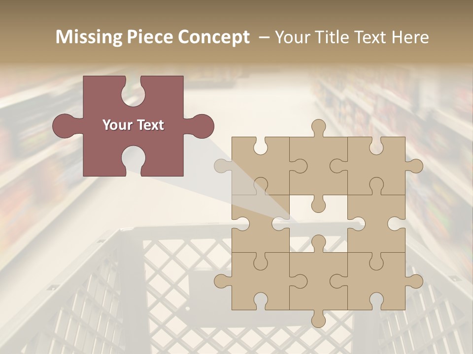 Shopping Cart Moving Through Market PowerPoint Template