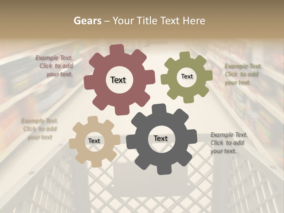 Shopping Cart Moving Through Market PowerPoint Template