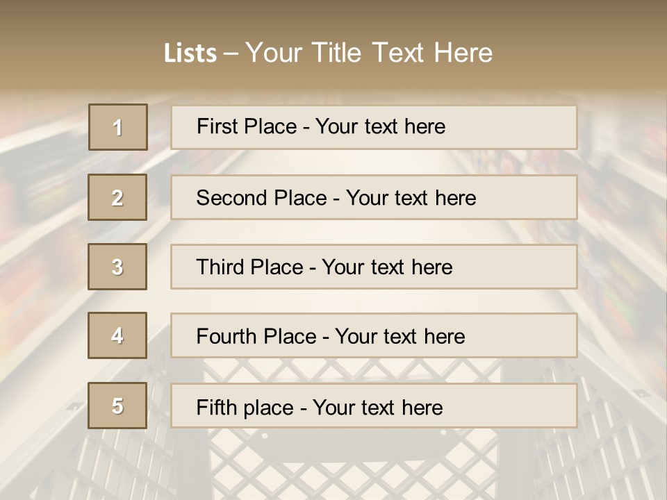 Shopping Cart Moving Through Market PowerPoint Template