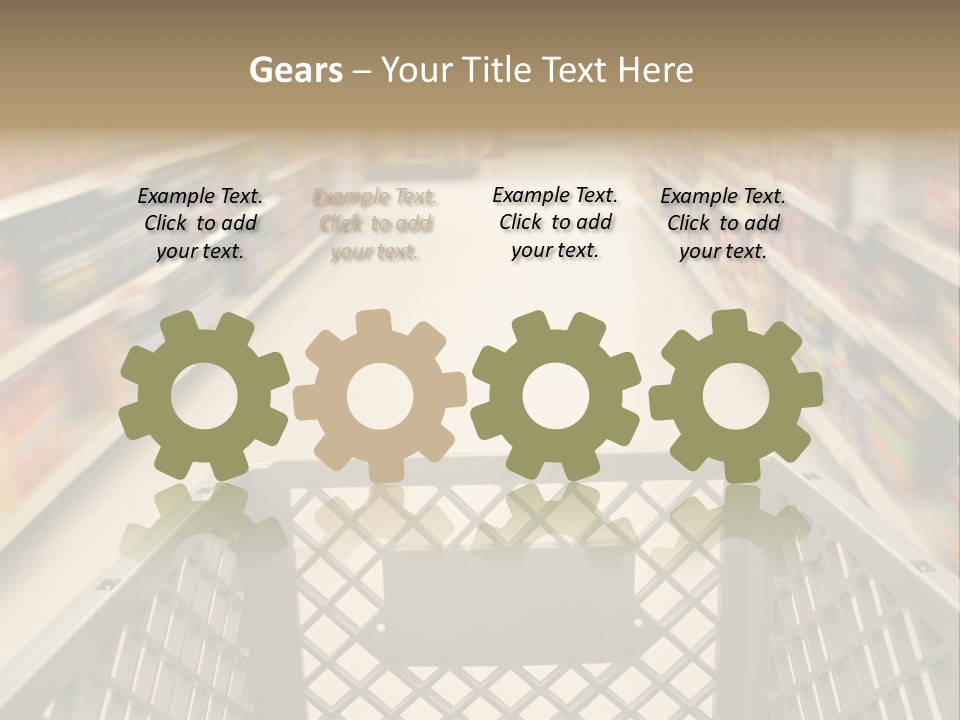 Shopping Cart Moving Through Market PowerPoint Template