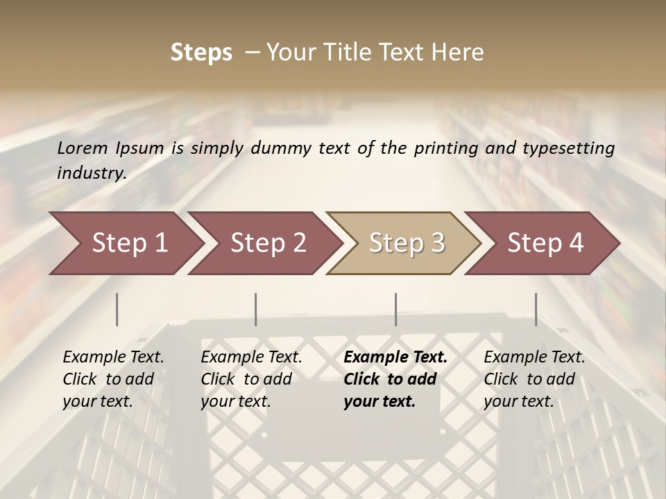 Shopping Cart Moving Through Market PowerPoint Template