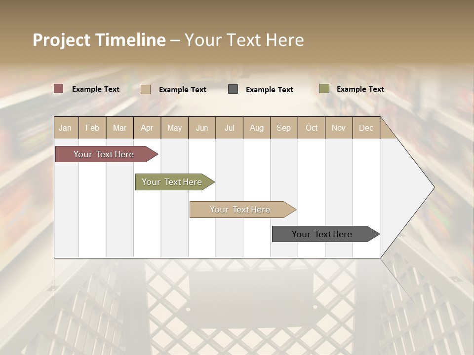 Shopping Cart Moving Through Market PowerPoint Template