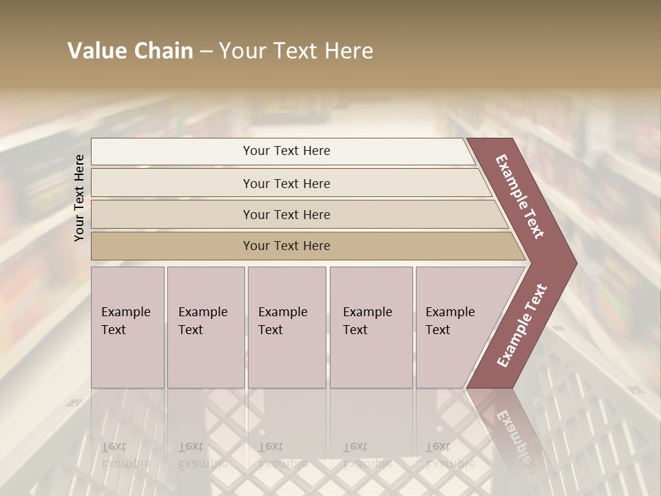 Shopping Cart Moving Through Market PowerPoint Template