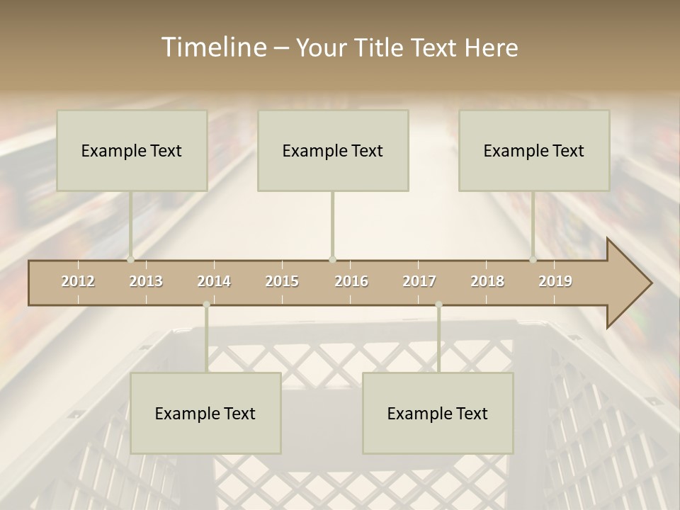 Shopping Cart Moving Through Market PowerPoint Template