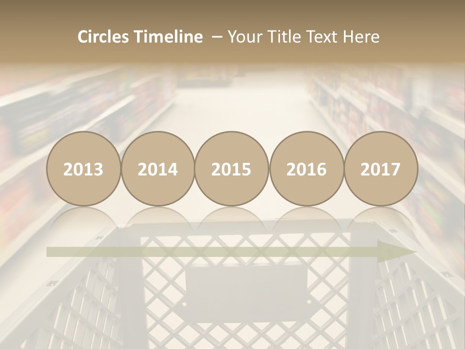 Shopping Cart Moving Through Market PowerPoint Template