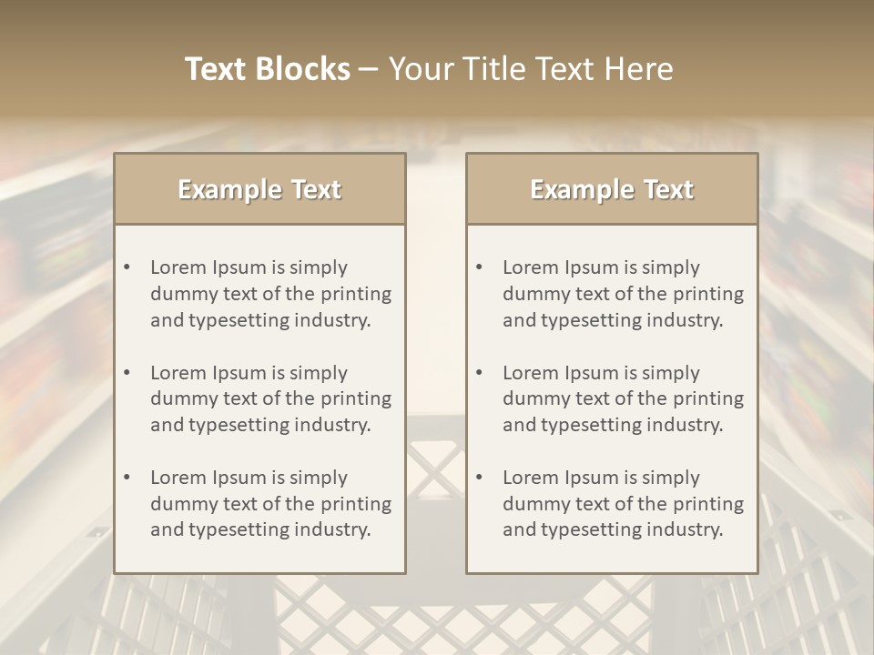 Shopping Cart Moving Through Market PowerPoint Template