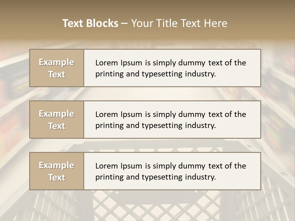Shopping Cart Moving Through Market PowerPoint Template