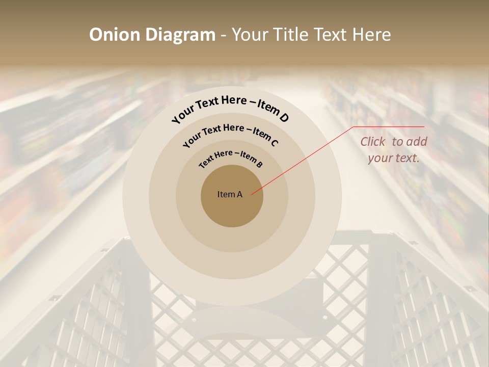 Shopping Cart Moving Through Market PowerPoint Template