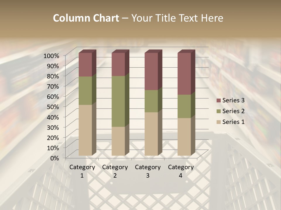 Shopping Cart Moving Through Market PowerPoint Template