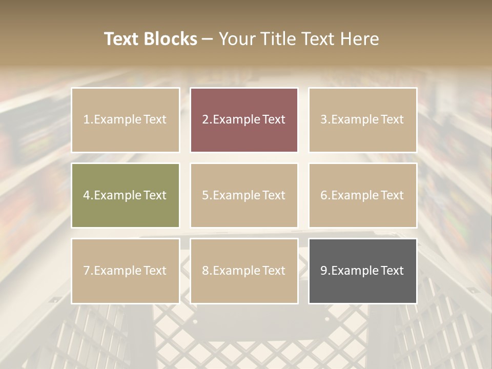 Shopping Cart Moving Through Market PowerPoint Template